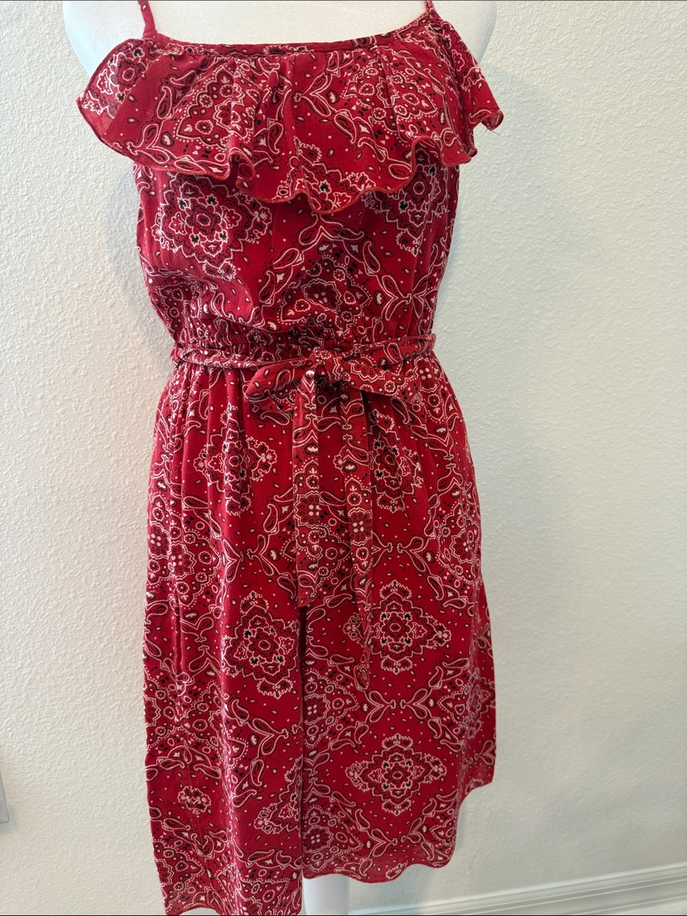 Old Navy Red Bandana-Print Ruffle Midi Dress